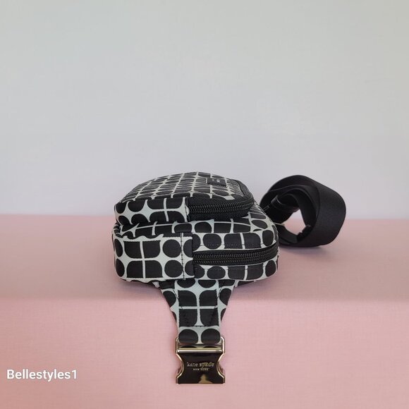 KATE SPADE Belt Bag Noel Jacquarded Printed Fabric Bag- Black Multi ⭐ - Picture 9 of 16